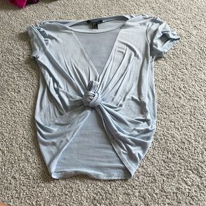 light blue deep v neck t-shirt